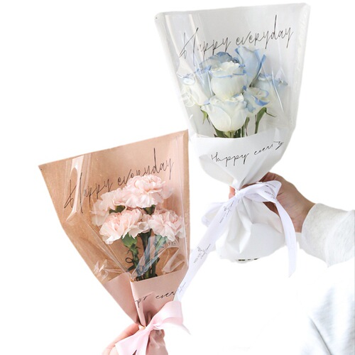 Wholesale drop shipping happy every day waterproof flower wrapping kraft paper bag floral flower packaging multiple bags