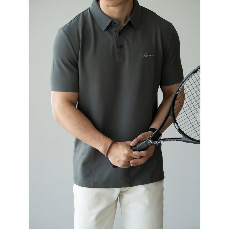 【Clearance】Light Business Seamless Short-Sleeve Polo Shirt for Men, Summer Casual Turn-Down Collar T-Shirt, Breathable Thin Polo Shirt