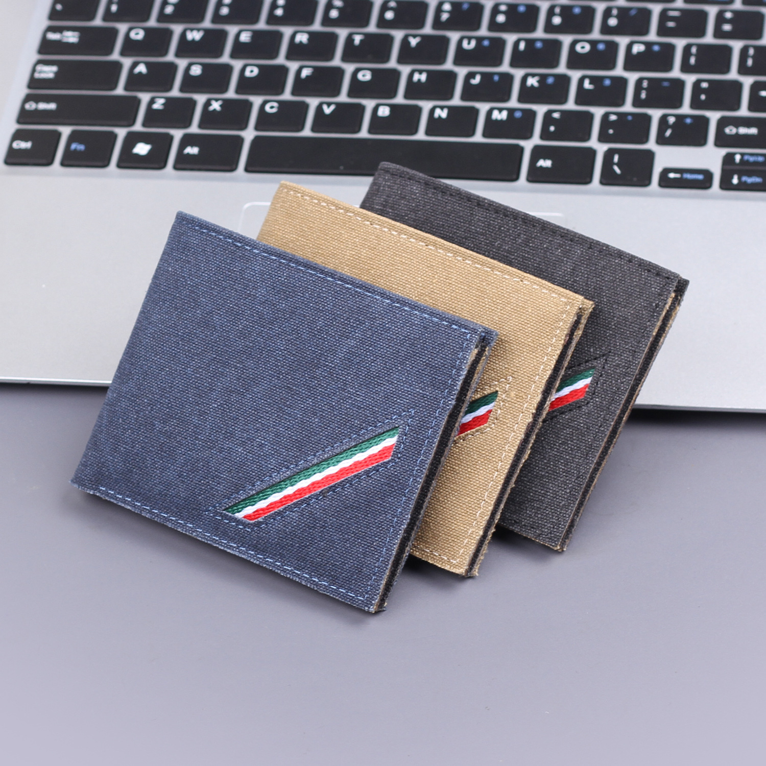 Cartera de lona corta, bolsa de tarjetas para hombres, cartera de hombres, cartera de jeans para hombres, bolsas de dólares al por mayor.