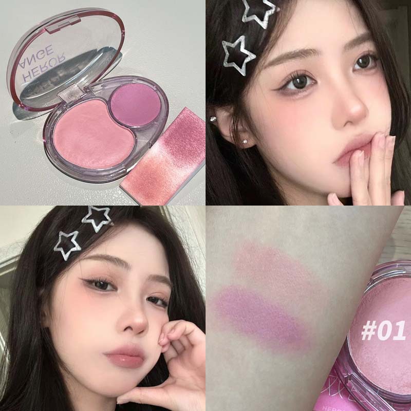 HERORANGE Yunwu Pink Crema de rubor de dos colores Color natural mate Maquillaje nude Pseudo sin maquillaje Ambiente Color Rouge