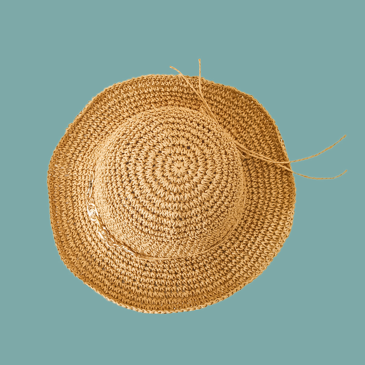 Metal Decor Lace-Up Straw Hat NSTQ55466