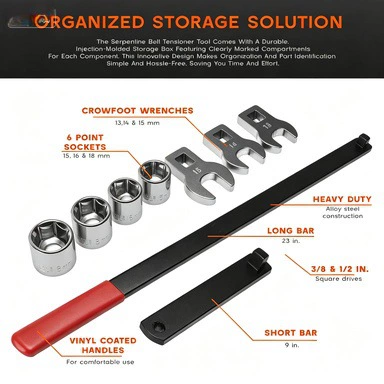 Car Belt Tensioner Disassembly Wrench, Extended Adjustable Idler Tensioner Repair Tool