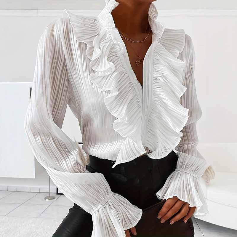 Amazon Cross-Border Independent Site European and American Popular Solid Color Casual Tops and Shirts
