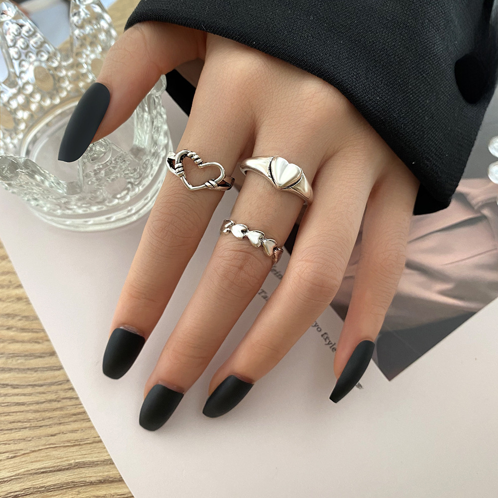 new metal joint ring wholesale creative retro simple love ring set 3 pieces_voghion.com