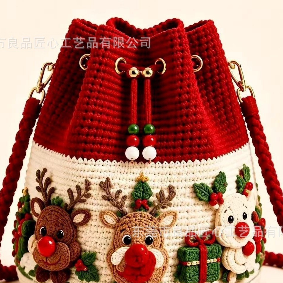 Cross-border new product: DIY Christmas crochet bucket bag