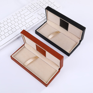 Creative solid color PU leather pen box business gift box can be printed logo pen set stationery pen box in stock