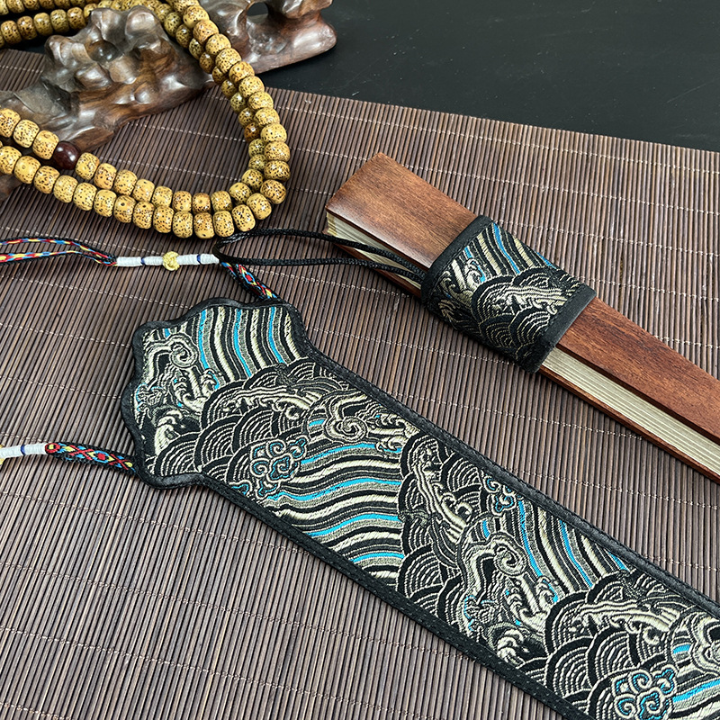 9.5寸10寸高档手工复古明式宋锦扇袋锦缎折扇扇套挂绳款加厚底托