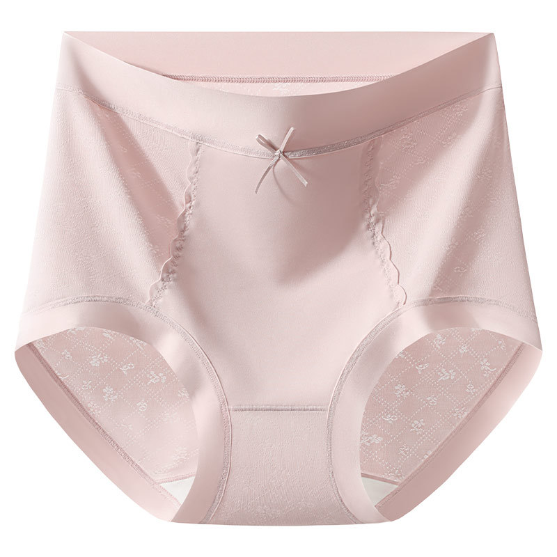Ropa interior de mujer que no deja marcas, cintura alta, encaje sexy, estilo fino de verano, seda de morera transpirable, pantalones cortos de entrepierna antibacterianos de 7a