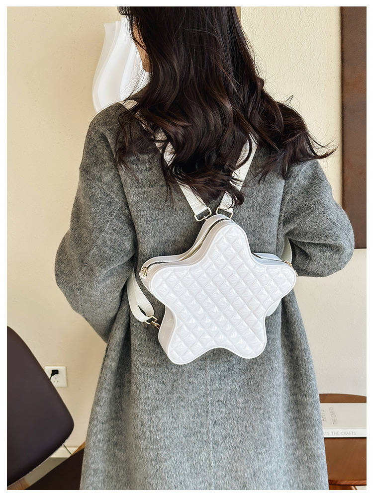 2025 New style fashionable star Backpack, diamond-shaped PVC jelly bag, fresh and sweet campus ladies' backpack undefined