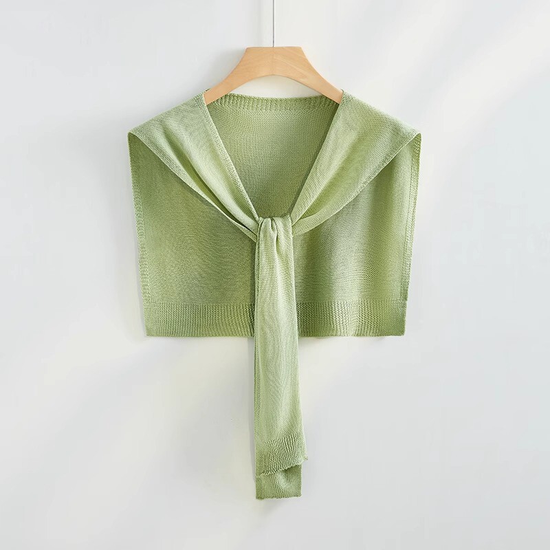 Korean Style Spring and Summer Thin Shawl with Knitted Knotted Shirt Dress Office Decorative Waistcoat Small Scarf