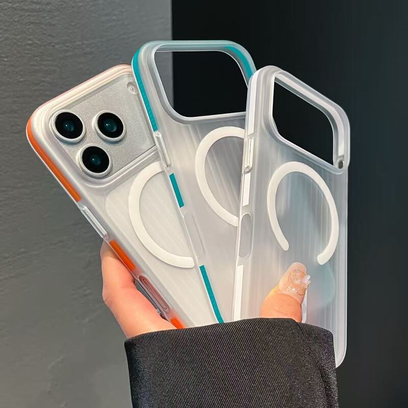 Suitable for Iphone17Promax Mobile Phone Case, Corrugated Magnetic Anti-Slip Edge, Apple 16 Skin-Feel Matte Anti-Fall Hard Case