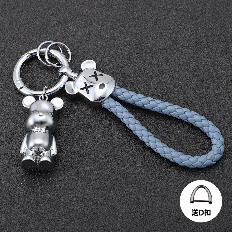 Oso violento transfronterizo llavero de coche oso de metal muñeca de alta gama llavero cuerda anti-pérdida, duradero, resistente a los arañazos