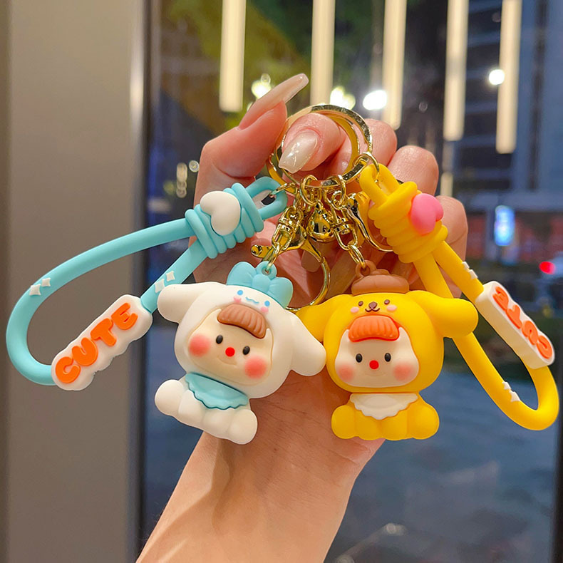 Hermoso Sanrio, llaveros de dibujos animados, pequeños colgantes, bolsas escolares, accesorios, regalos, amigas al por mayor.