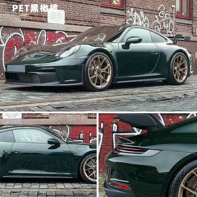 Auto Color Change Film: Green Mysterious Green Mamba Green - pet-porsche-black-olive-whole-roll