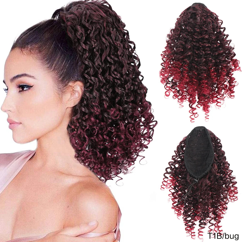 Perucas de comercio exterior de cola de caballo femenina cuerda de dibujo de caballo africana pequeña cabeza explosiva esponjosa fibra química de cola de caballo corta peruca cola de caballo al por mayor