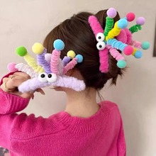 多巴胺弹簧毛绒发夹女趣味搞怪鲨鱼夹可爱发卡后脑勺盘发抓夹头饰
