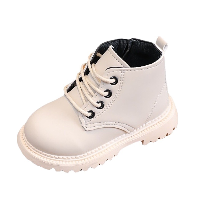 2026 Spring and Autumn Children's Shoes Kids' Boots Martin Boots Export Boys' Leather Versatile Short Boots Black Lace-Up Non-Slip