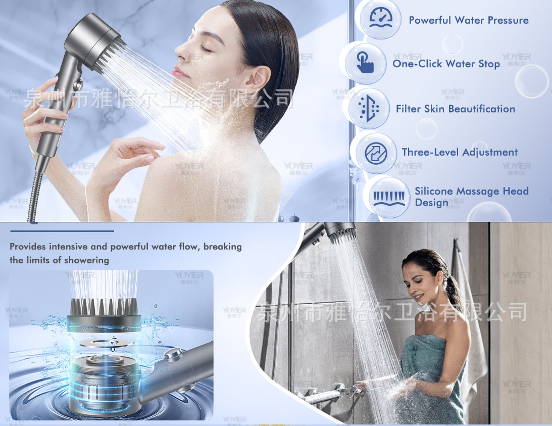 Cross-border wearing shower head, powerful pressurized bathroom shower head, spray, hand-held hand-filtered showerhead undefined