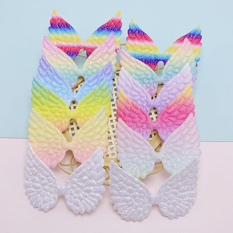Handmade diy Gradient Gold Powder Angel Wings Children's Jewelry Hairpin Headwear Decoration Accessories Wings