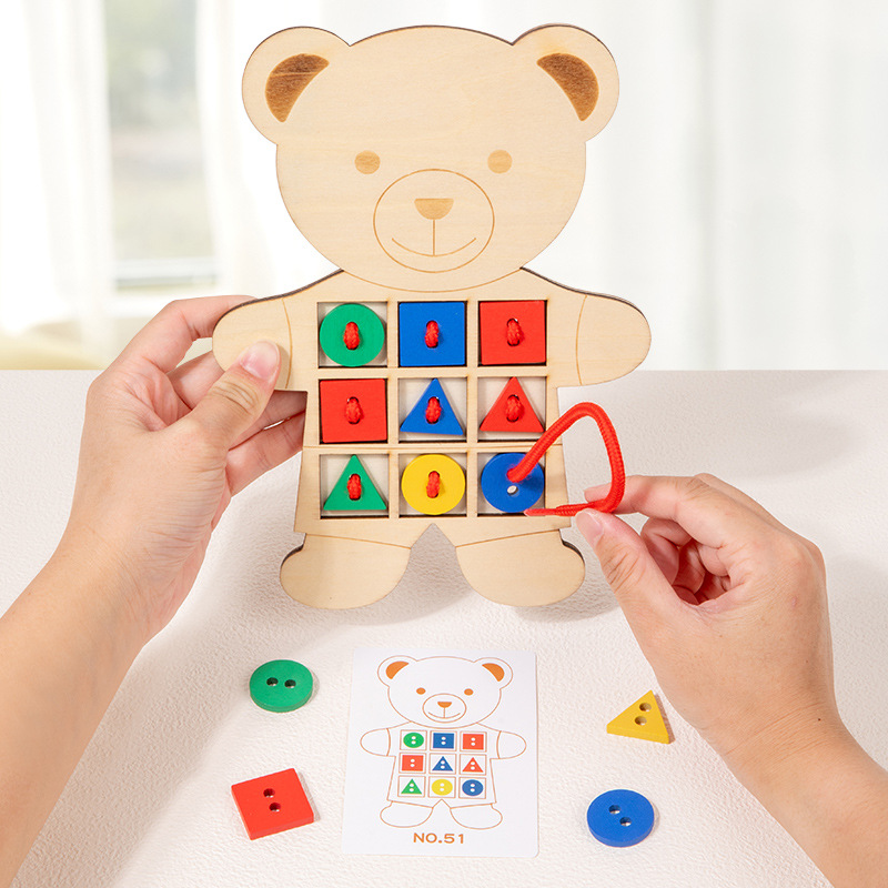 Cross-border CE CPC oso botones emparejados cuerda bordado forma de color cognitivo juegos de iluminación de la educación temprana image 3