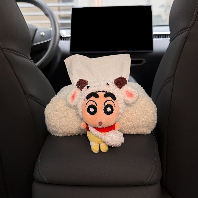 Crayon Shin-chan car armrest tissue box, tissue bag for car interior, center console tissue box, cute for girls