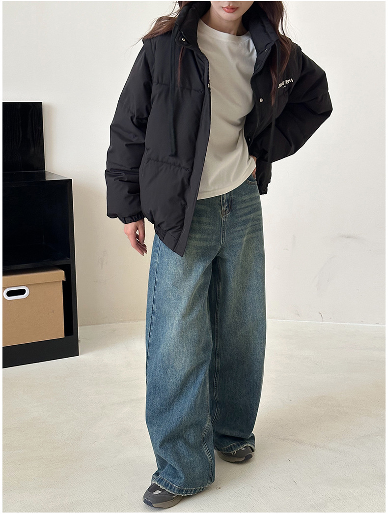 Abnehmbare Ärmel, Männer und Frauen, dickes Winterdesign, Unterhemdweste, für lässige Paare, Daunenjacke aus Baumwolle_voghion.com