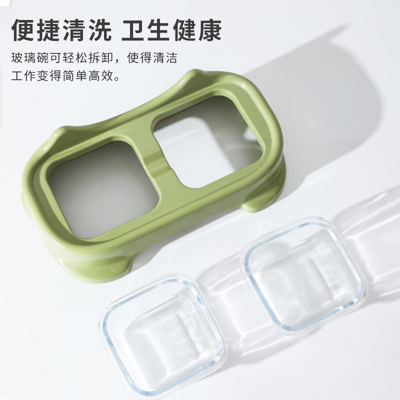 Z cubre la cara del gato vidrio doble tazón de comida para gatos tazón anti-violación pequeño tazón para perros tazón para gatos tazón para gatos tazón para mascotas