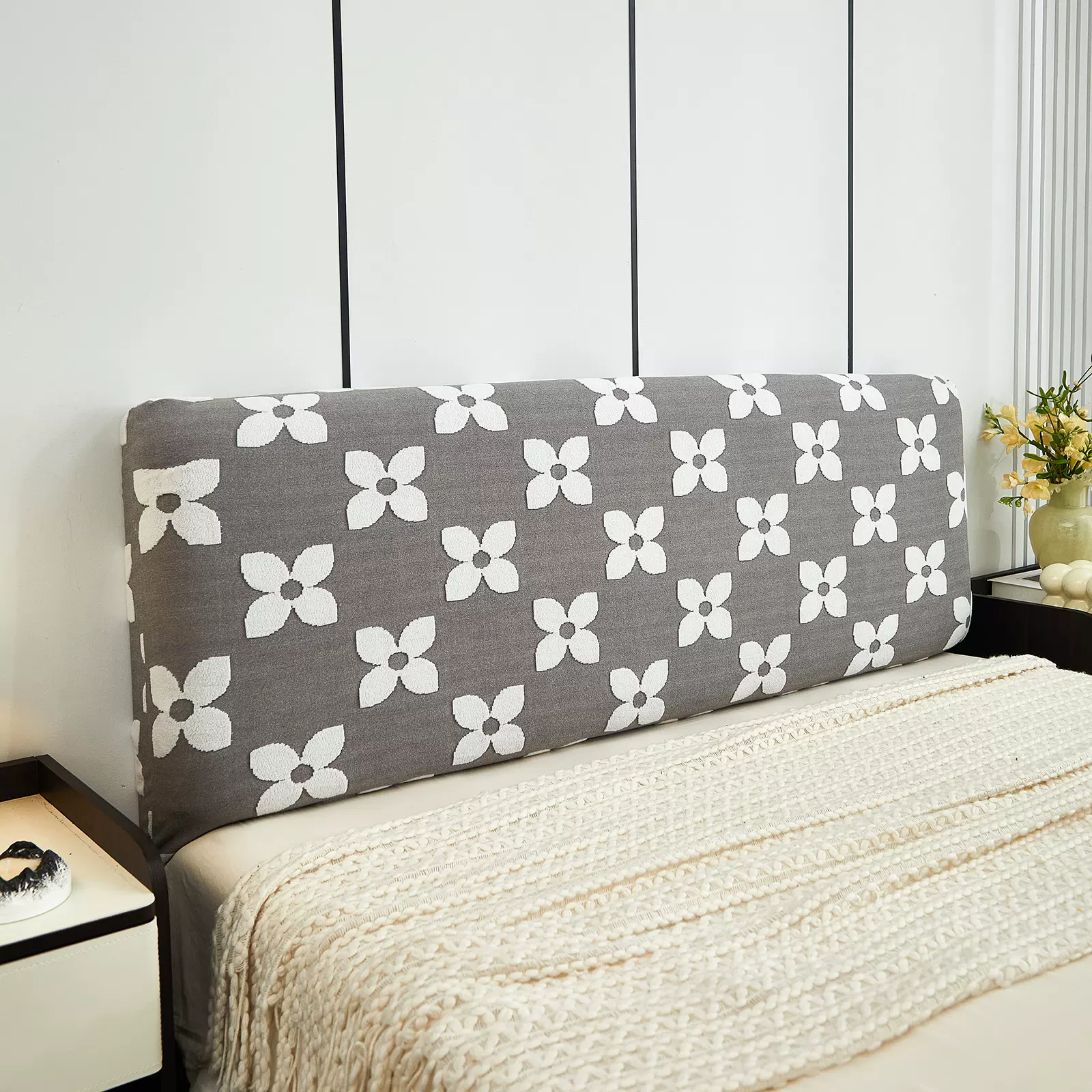 床罩防尘遮灰套简约风床头靠背罩保护套弹力全包床头套罩高端大气