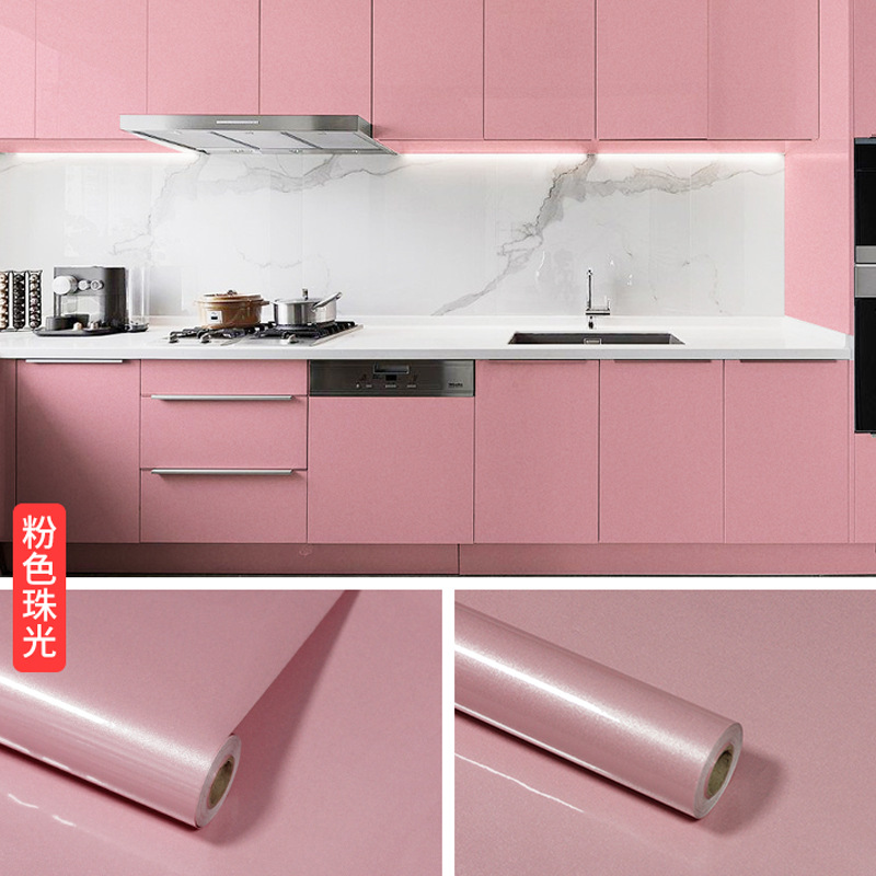 Pintura a la parrilla de película perlada PVC Fondo de pantalla de pared Autoadhesivo de color sólido dormitorio superior Fondo de pantalla de cocina pegatinas decorativas pegatinas