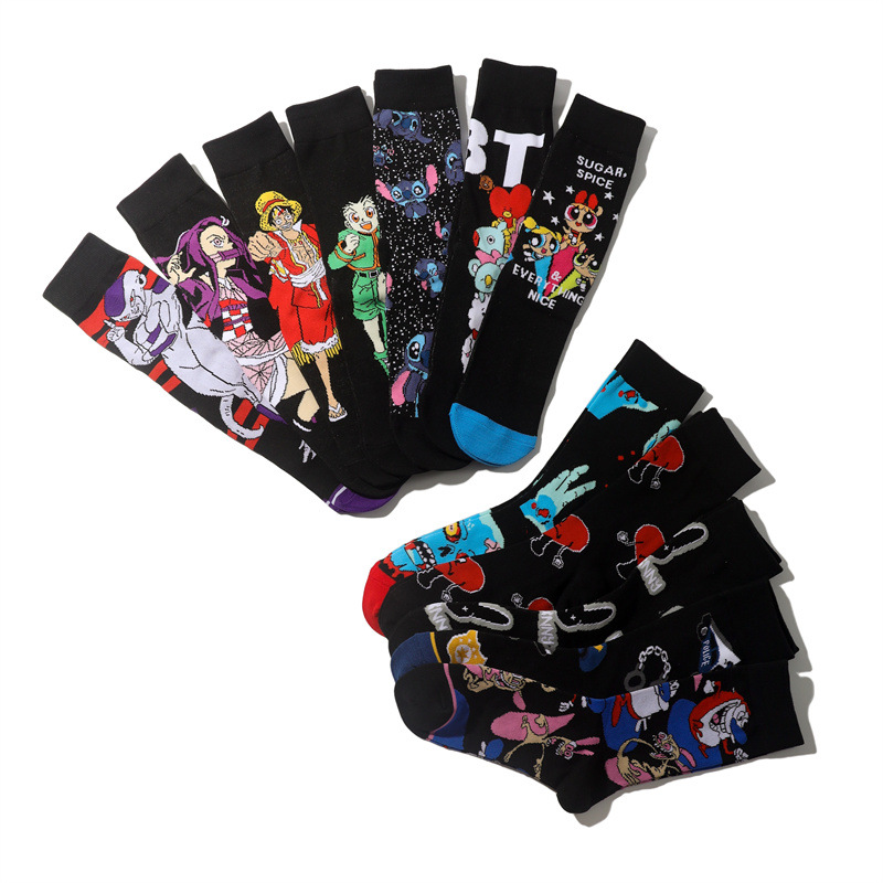 Men's Wholesale Trendy Socks Female Animation Cartoon Cotton Socks Comic Male Medium Tube Pirate Socks-5PRS 31 O1CN01X9e1IP1TrjeC686Pp !!1004802436 0 cib
