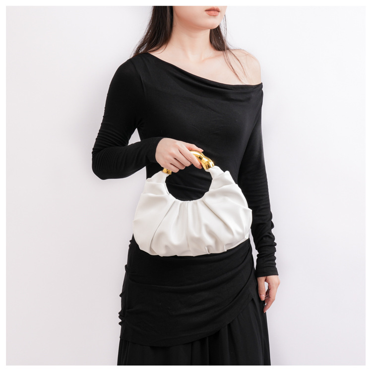 Cloud Fold Handbag – Asymmetric Crinkle PU Clutch With Magnetic Closure & Phone Slot (5 Colors, Minimalist Evening Bag, Structured Yet Soft)_voghion.com
