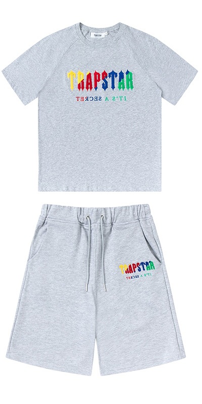 Trapstar Rainbow degradado carta cabeza de tigre bordado con capucha suéter pantalones largos deportes casual traje forrado de lana