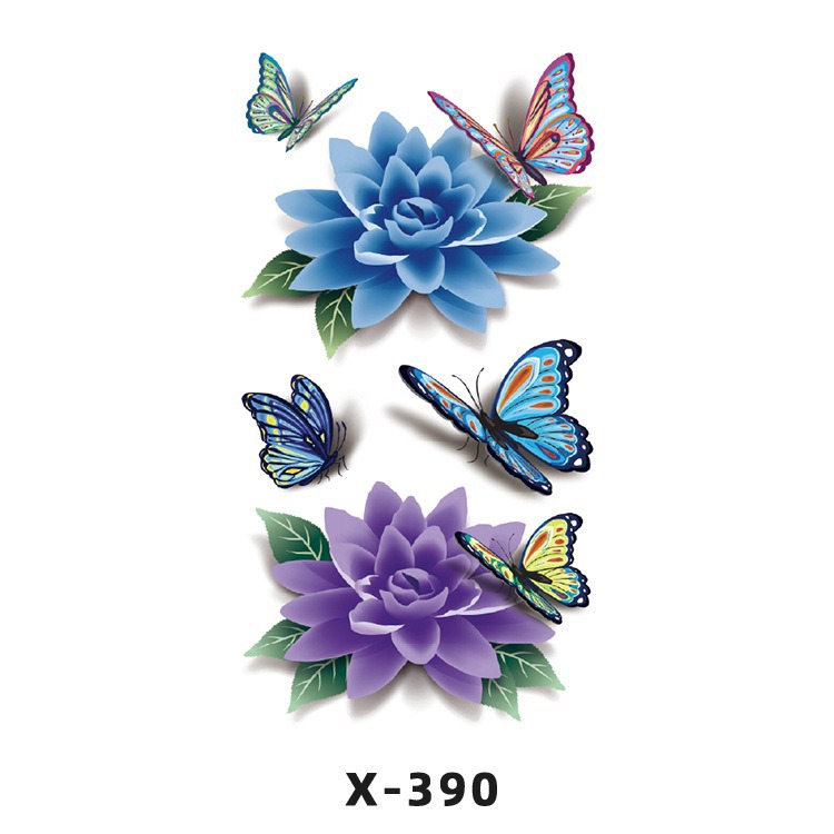 Arco de flor pequeña pegatinas de tatuaje fresco 3D dibujos animados transfronterizo Henna rosa impermeable texto en inglés pegatinas de tatuaje