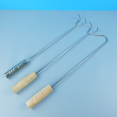 Stainless steel wood handle meat hook long handle braised meat hook pork hook meat grab hook meat scoop hook meat grab hook roast meat hook double hook