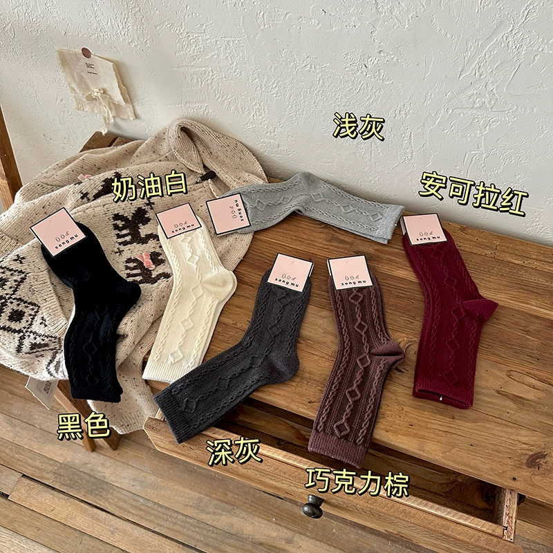 Демисезонные тёплые фирменные velvet колготки для колена, средней длины, корейский стиль