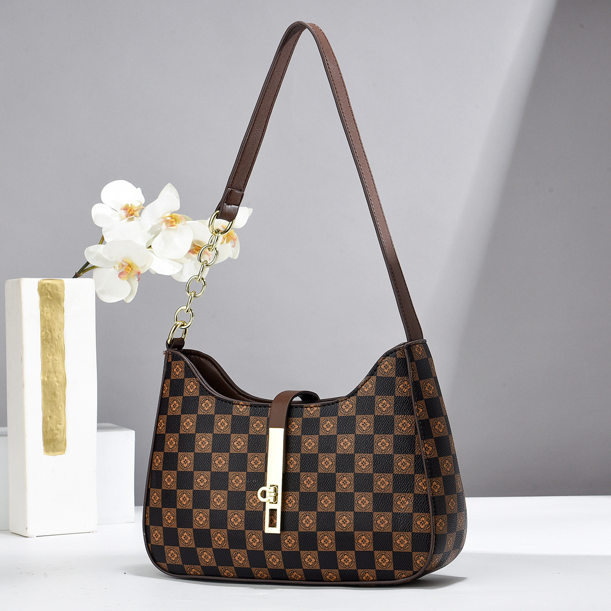 Taizhou bolsas de mujeres bolsas de ajedrez de textura de comercio exterior bolsas de hombro para mujeres