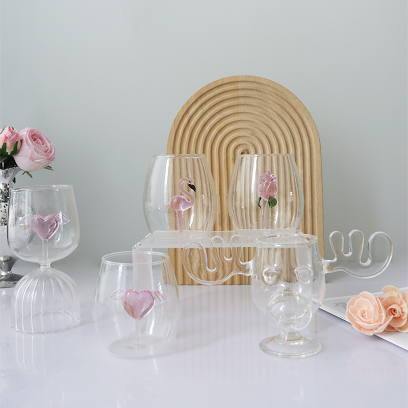 Taza de diseño de vidrio en forma de huevo creativo Taza de agua especial Taza de leche de punto ondulado Taza de jugo Simple