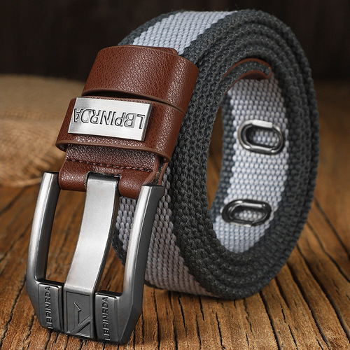 Canvas belt men's pin buckle belt student trendy youth fashion all-match jeans with military training extended cloth belt for women