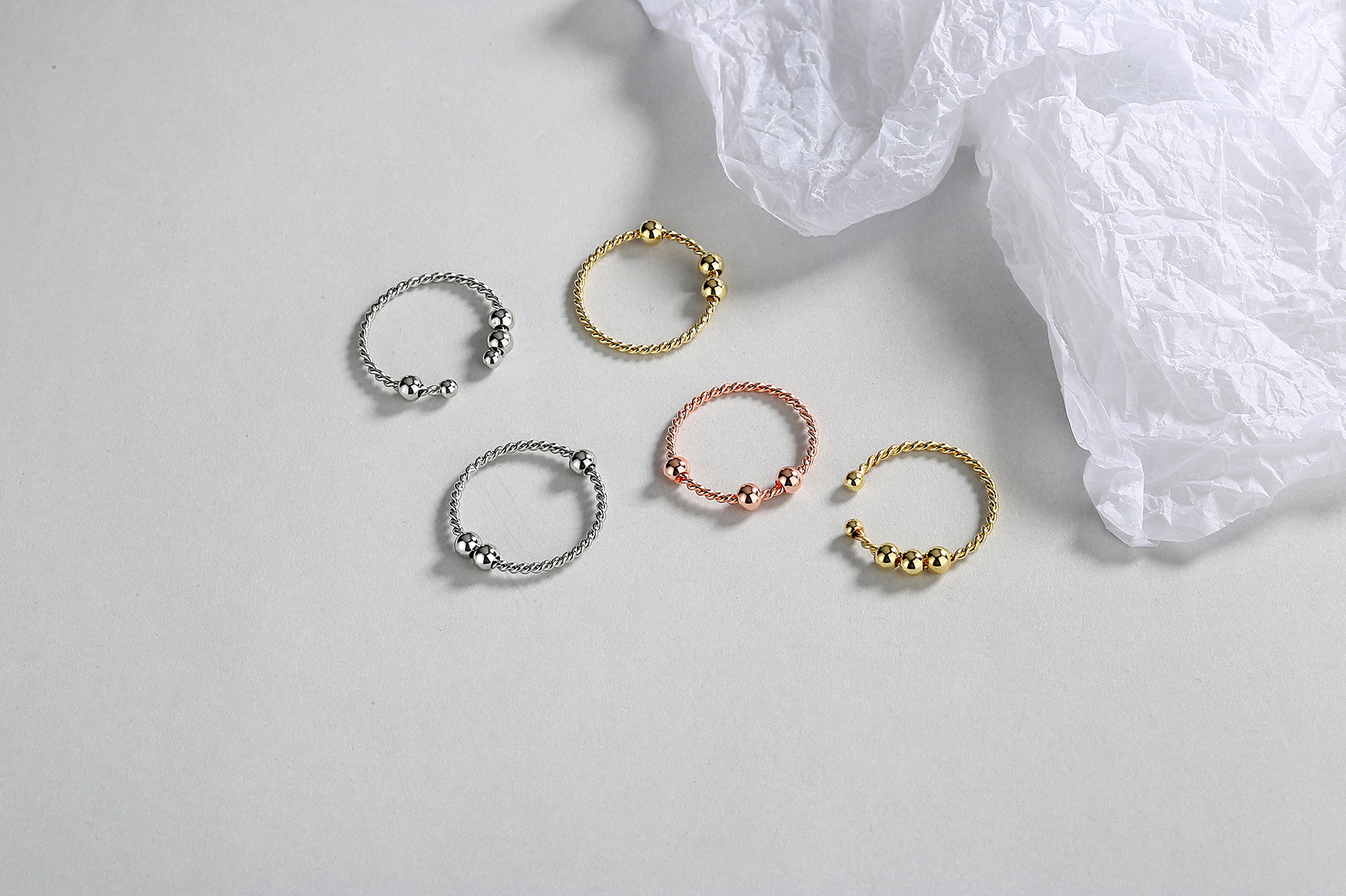 Fashion Solid Color Spiral Stripe Copper Rings 1 Piece