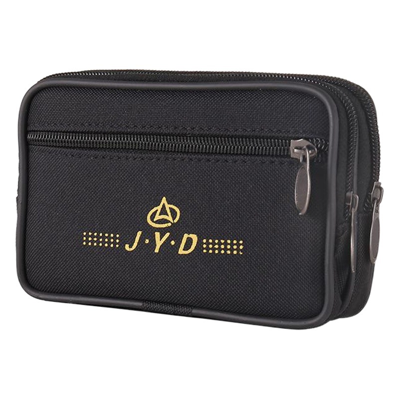 Men's Canvas Double Zipper Cigarette Bag Mobile Phone Bag Wearing Belt Horizontal Vertical 6.5 Inch Waist Bag