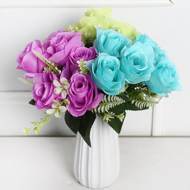 Flor artificial rosa 6 tenedores 6 cabezas flor falsa muebles para el hogar ins accesorios de fotografía de boda flor decorativa de alta gama