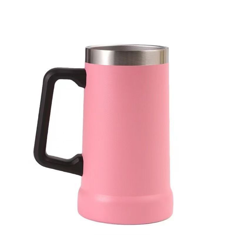Insulated Stainless Steel Beer Mug With Handle, Large Capacity_voghion.com