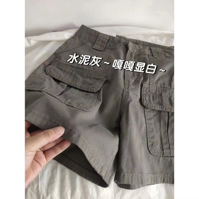 plus size Chubby Sister American Style Pocket Straight Tooling Shorts Women's High Waist Casual Jeans Loose Pants Trendy Ins