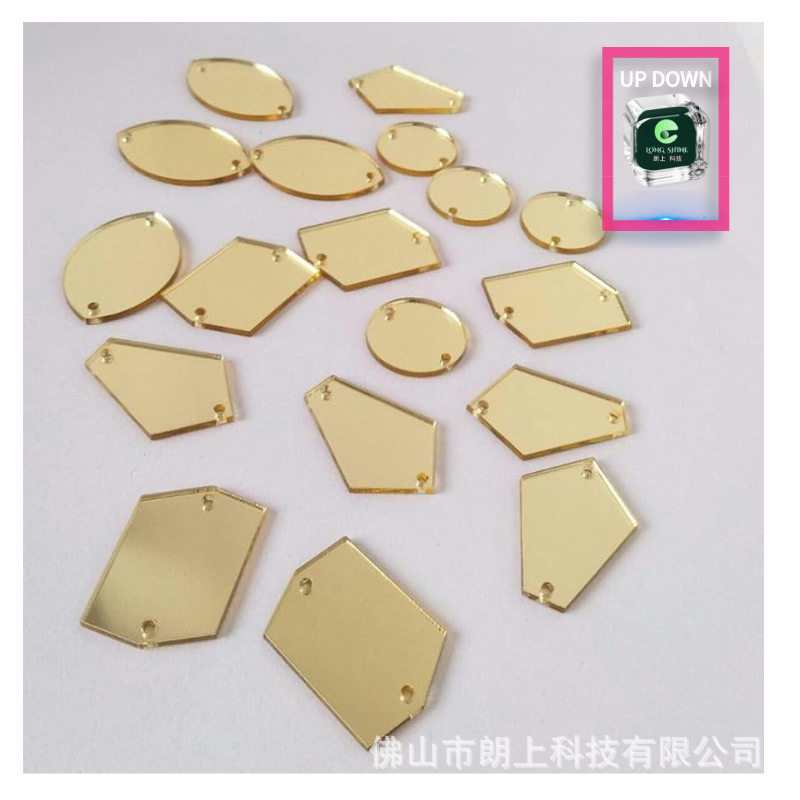 亚克力镜面菱形钻DIY服装手缝亮片Bling异形贴片荧光色塑料辅料