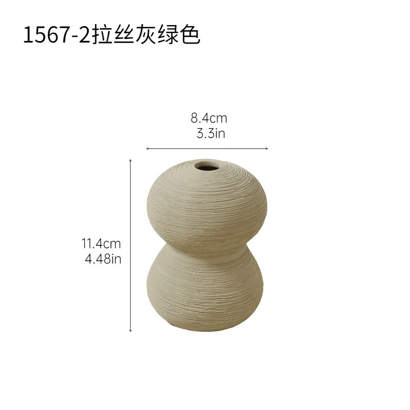 El viento tranquilo simple de cerámica dibujada simple adornos de vasijas de flores de flores secas flor de pequeño calibre decoración de vasijas de flores