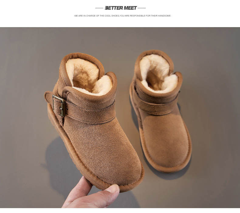 Bottes de neige pour enfants, chaussures d'hiver chaudes en coton pour garçons, bottes courtes pour filles, chaussures en coton imperméables et épaisses pour bébé_voghion.com