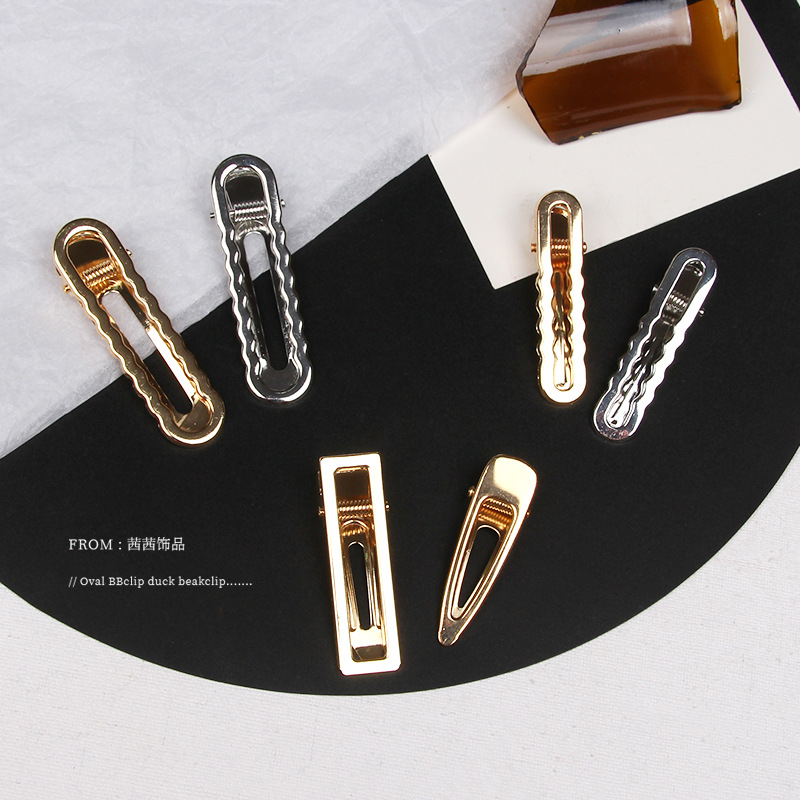 Engraved square duckbill hair clips, Korean Instagram influencer minimalist hair clips, waterdrop clips, DIY accessories, minimalist hair accessories wholesale