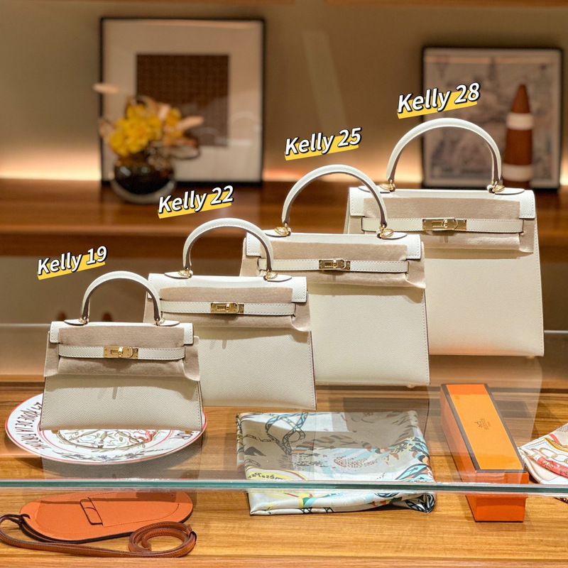 Women's Bag 2025 New Model Palm Print Gold and Silver Buckle Second Generation Kelly Bag Genuine Leather Handbag Fashionable Shoulder Crossbody Bag