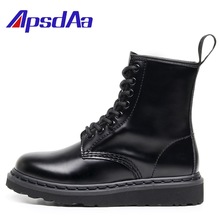 跨境1460马丁靴女硬皮纯黑线情侣短靴男女真皮靴子圆头潮流机车靴