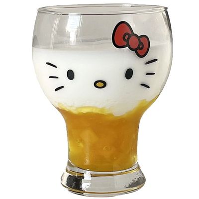 ins卡通可爱kt猫玻璃水杯女生杯子网红杯精酿啤酒杯个性kt玻璃杯